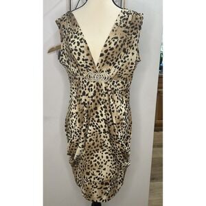 Janine Women's Size L‎  Leopard Print Sheath Dress Made in USA